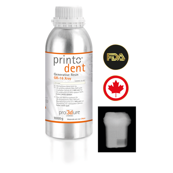 printodent GR-16 Xray – röntgenopakes 3D-Druck-Harz von pro3dure