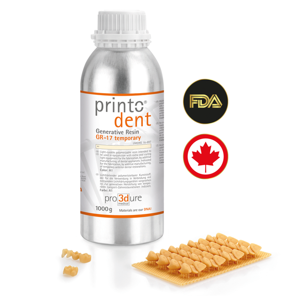 printodent GR-17 temporary – 3D-Druck-Harz für Provisorien von pro3dure